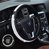 Cubierta de volante de cristal Bling Bling Rhinestone Protector de rueda de cuero de PU Transpirable antideslizante…